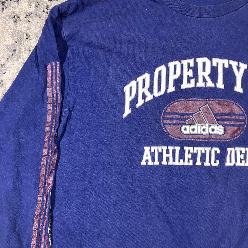 Vintage 90s Adidas Blue Red Long Sleeve T-shirt - Picture 3 of 6